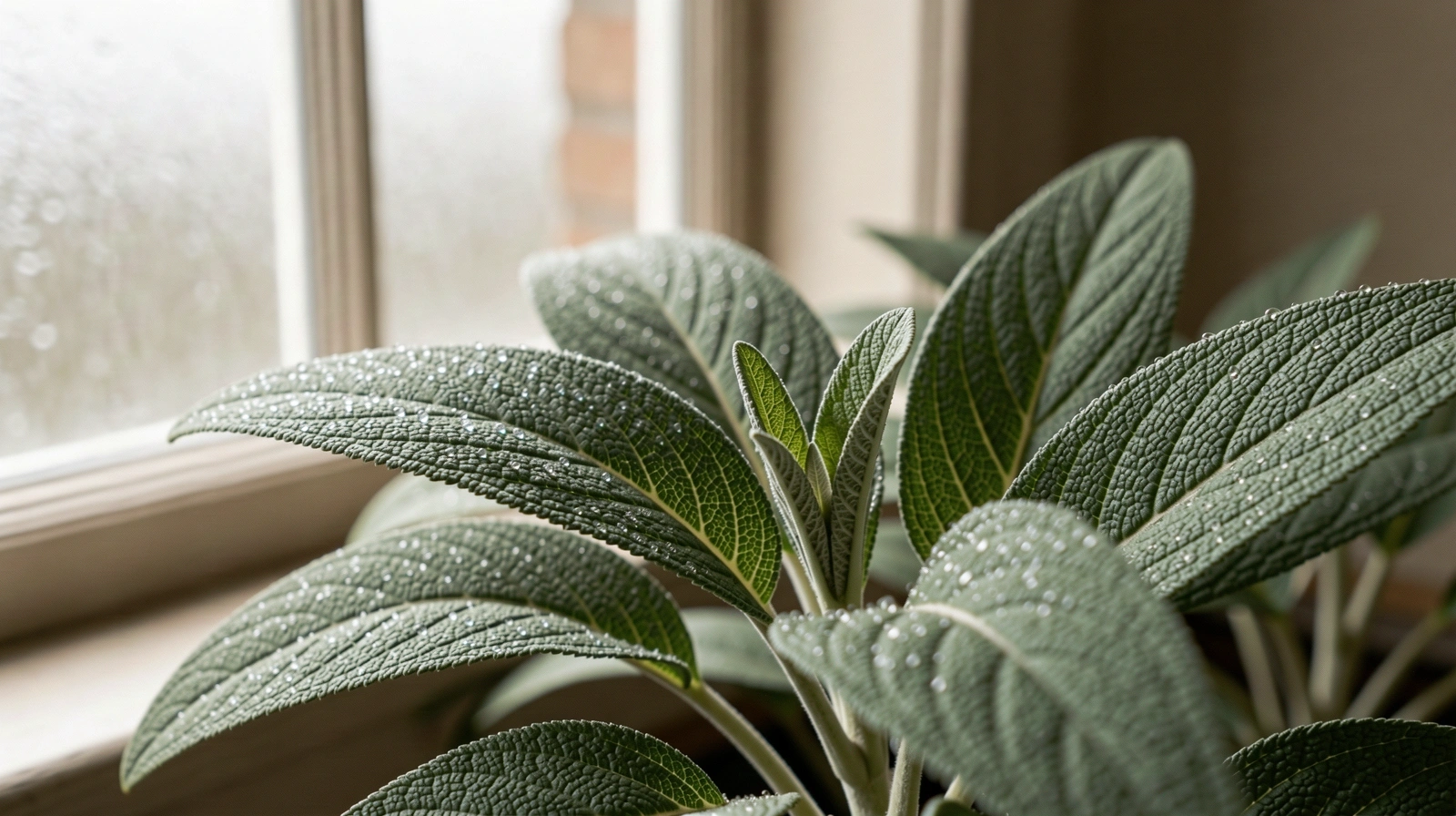 Botanisches Detail eines Salbeiblatts